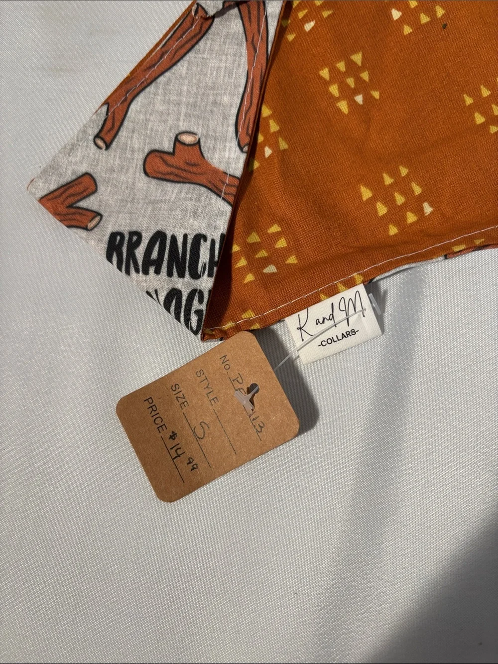 Branch Manager Gray Dog Bandana with Brown Branch Print